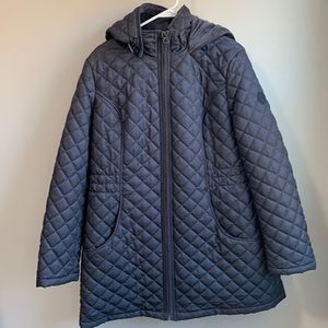 Gray quilted long coat